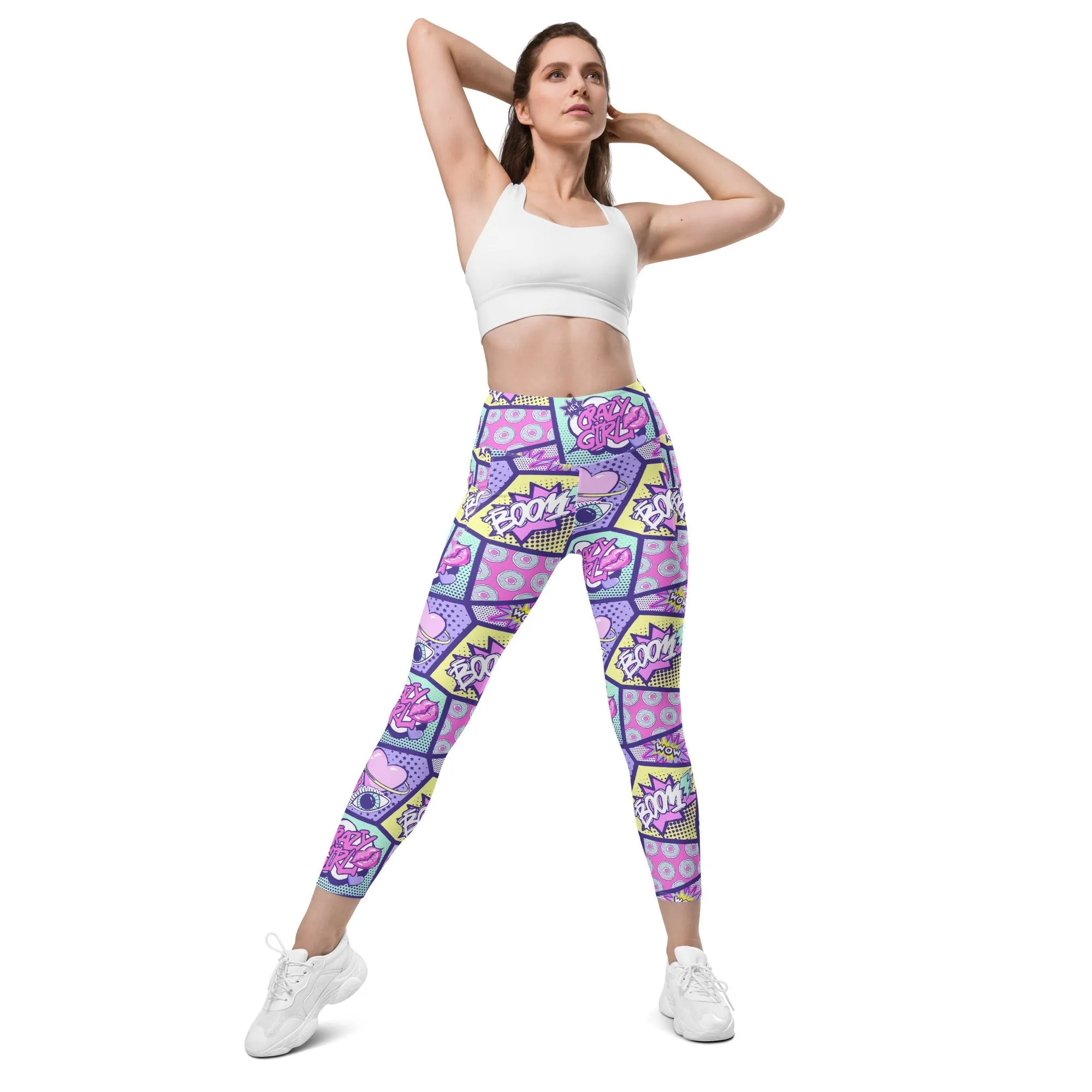 Pastel Comic Book Leggings With Pockets