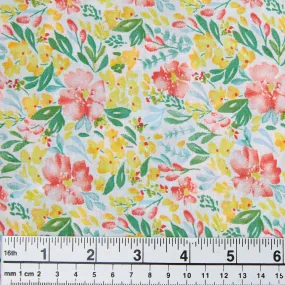 Printed Cotton Voile Fabric, Multi Floral- Width 140cm