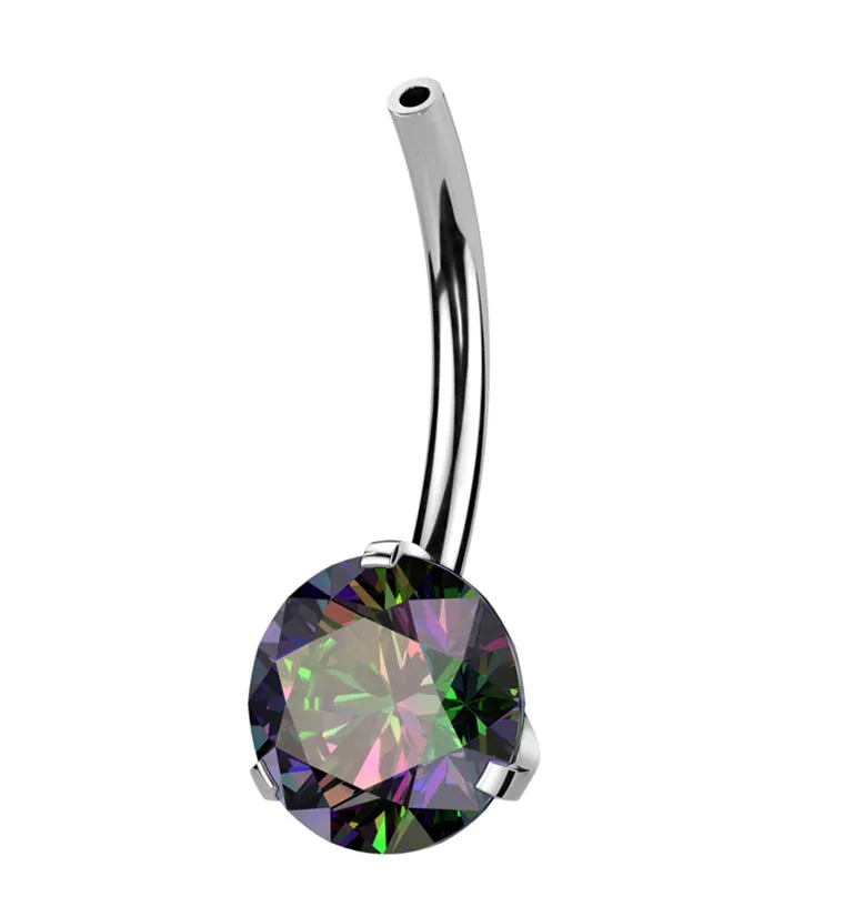 Prong Black Aurora CZ Titanium Threadless Belly Button Ring Base