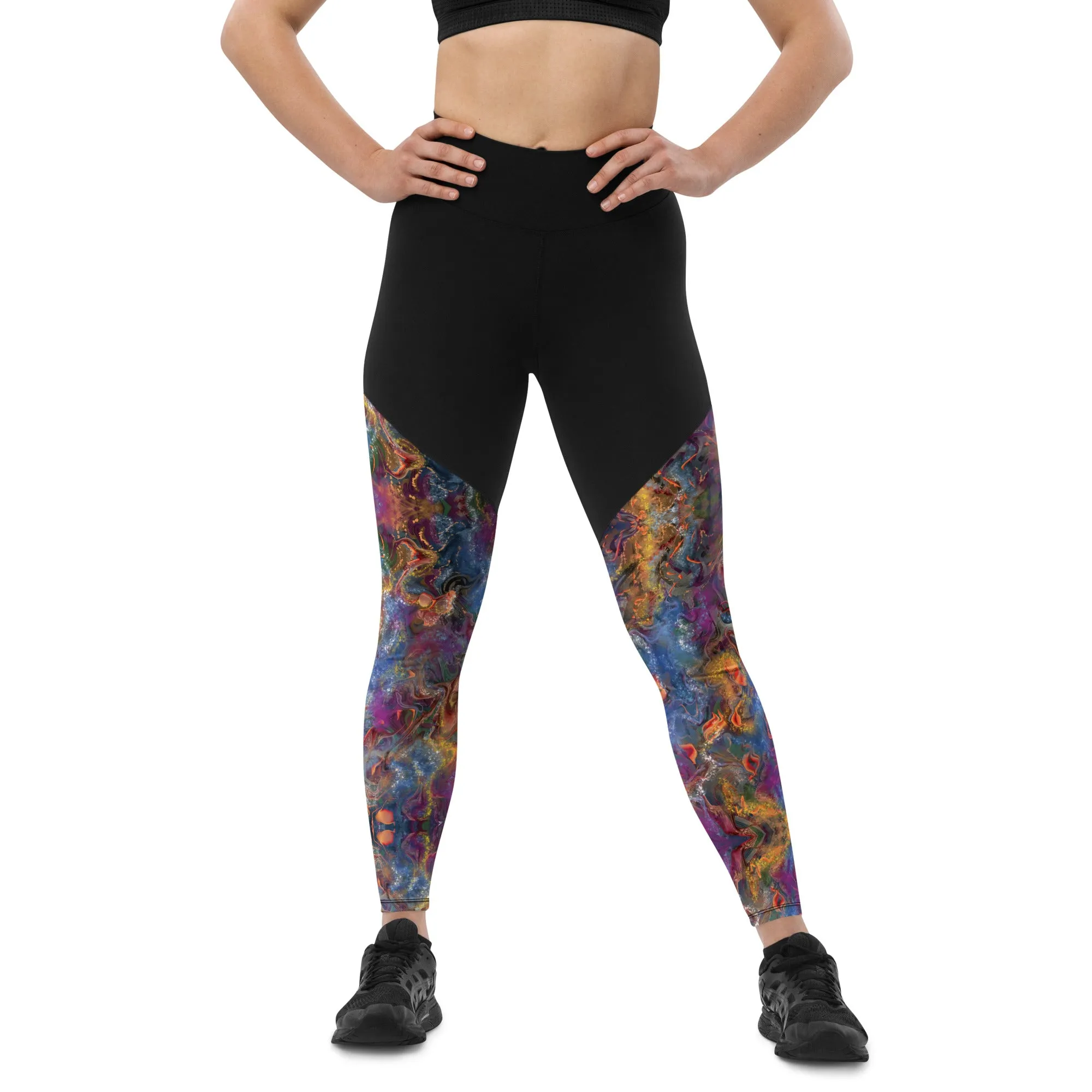 Purple and gold abstract Sports Leggings