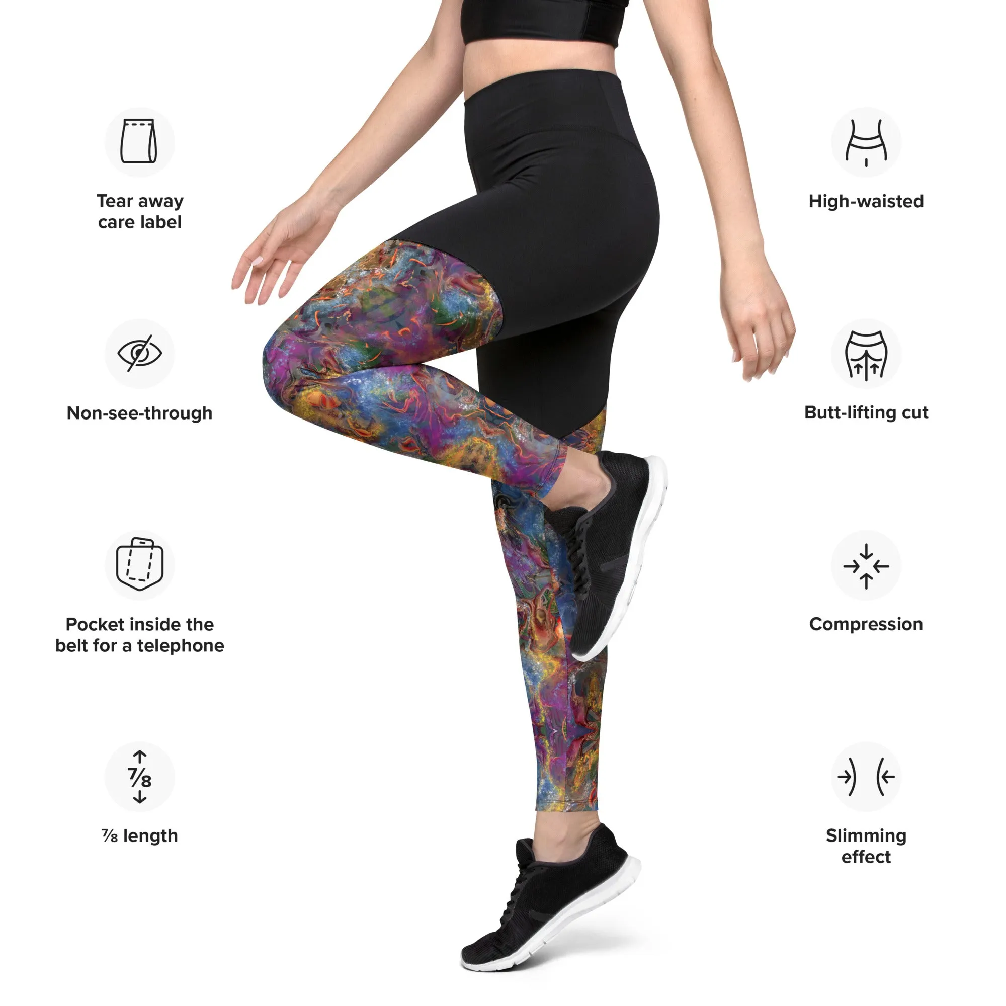 Purple and gold abstract Sports Leggings