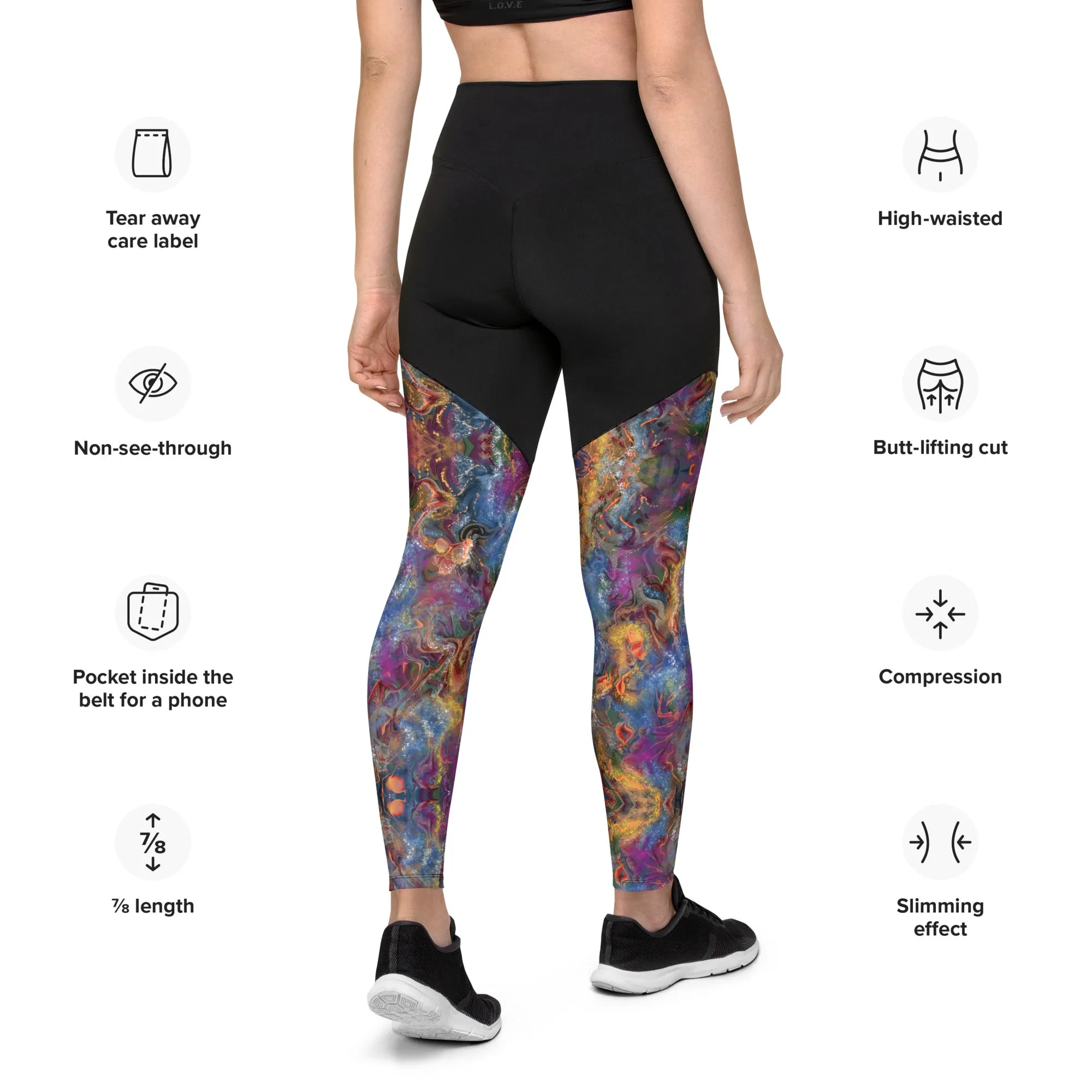 Purple and gold abstract Sports Leggings