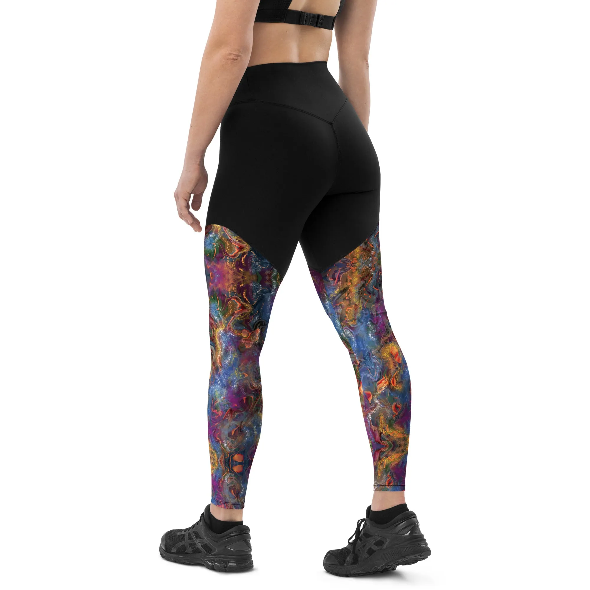 Purple and gold abstract Sports Leggings