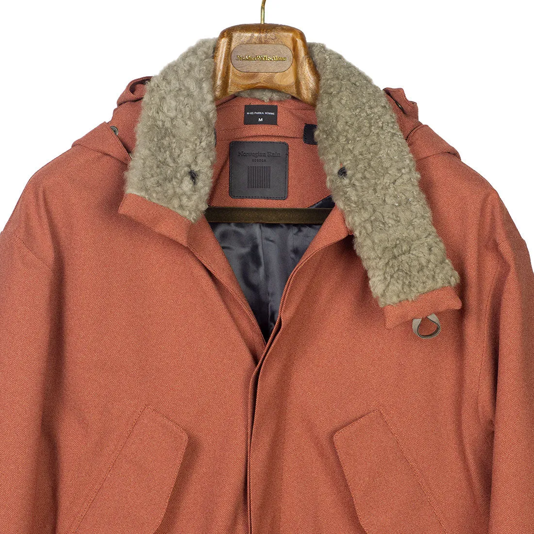 "M65 Hybrid Parka" in brick hopsack fabric