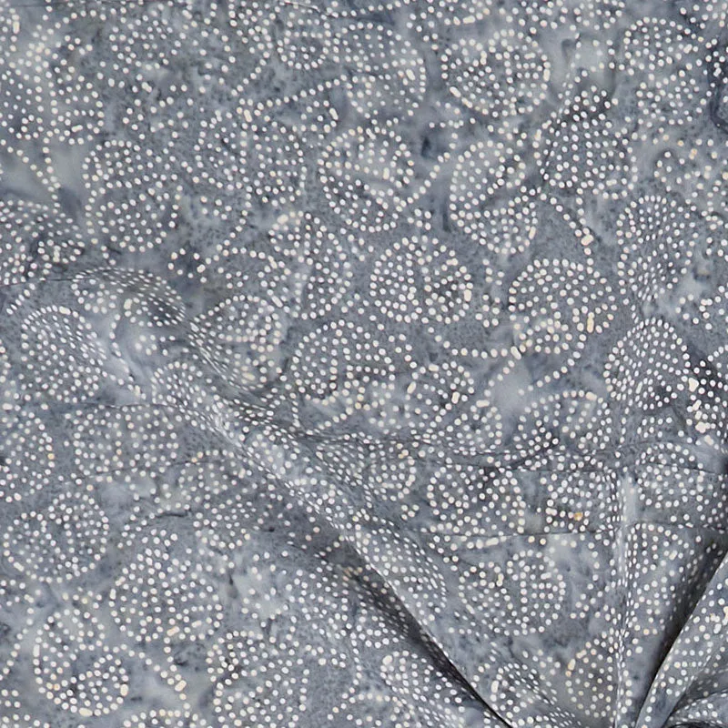 Rayon Batik Prints - Chrome Pinpoint Leaf Rayon Batik Fabric