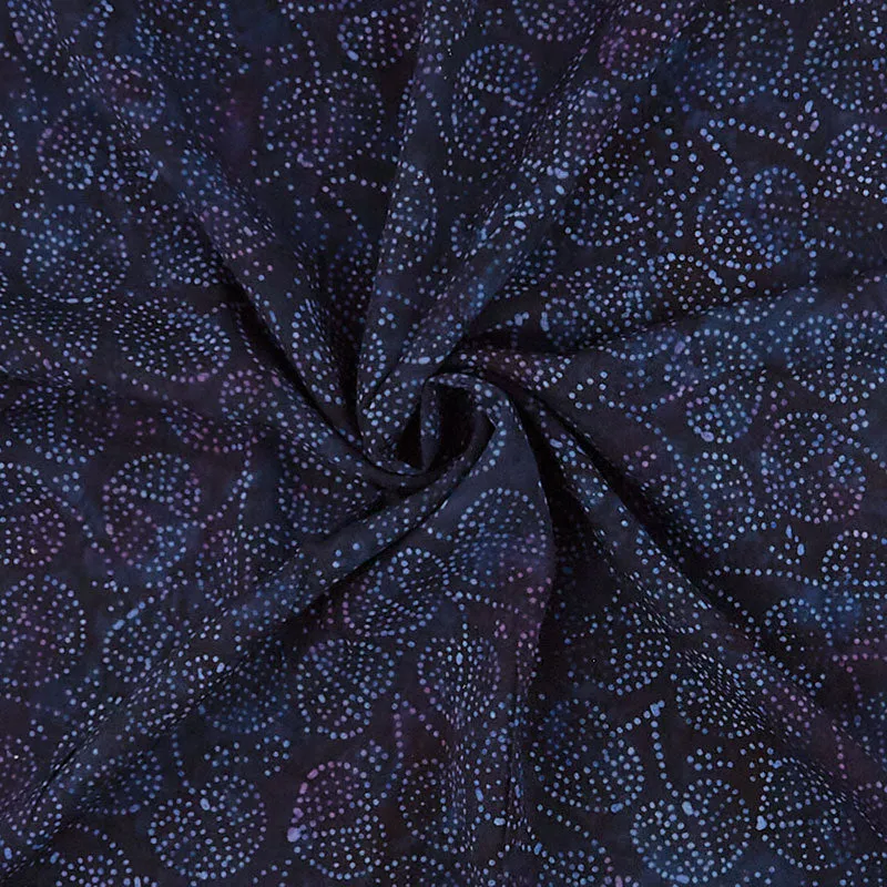 Rayon Batik Prints - Deep Wisteria Pinpoint Leaf Rayon Batik Fabric