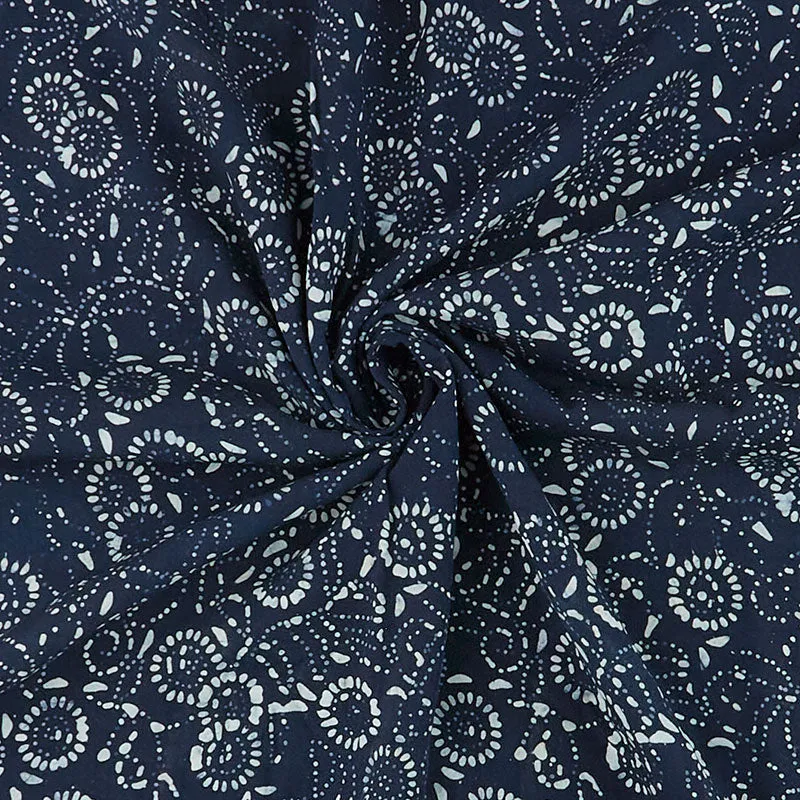 Rayon Batik Prints - True Indigo Medora Flora Rayon Batik Fabric