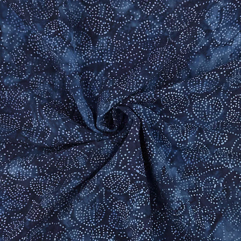 Rayon Batik Prints - Twilight Blue Pinpoint Leaf Rayon Batik Fabric