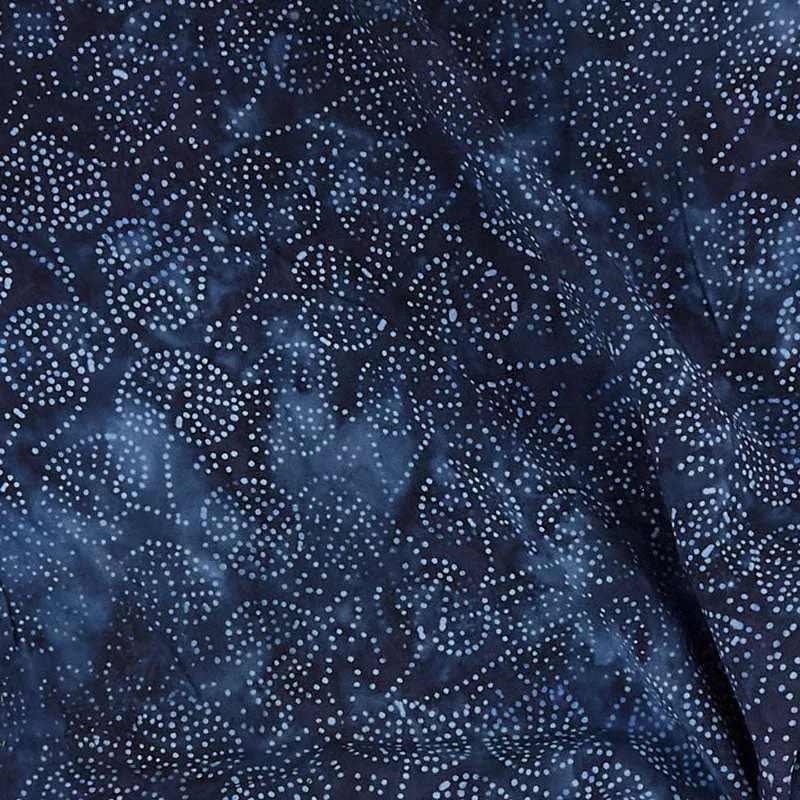 Rayon Batik Prints - Twilight Blue Pinpoint Leaf Rayon Batik Fabric