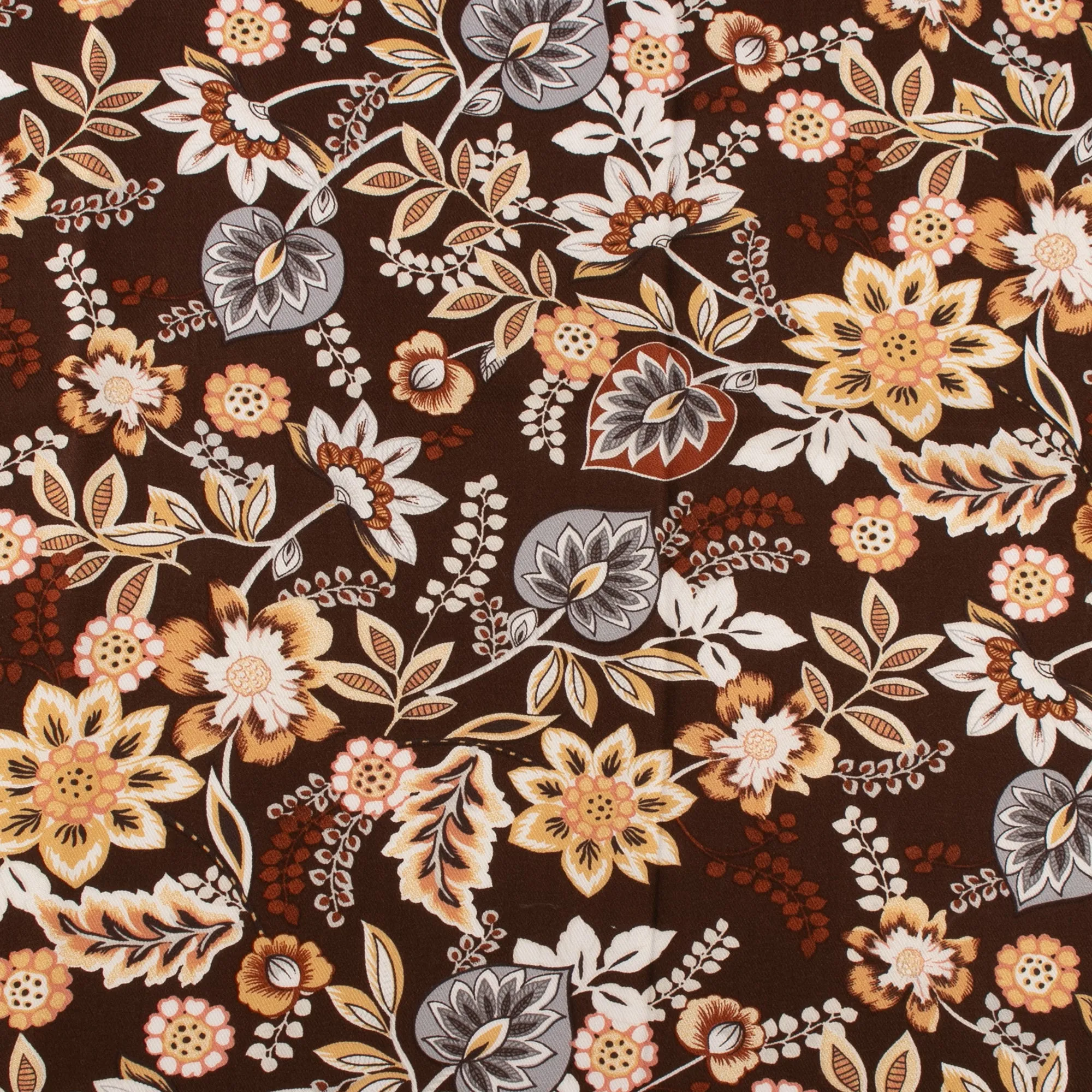 Rayon Twill - BOHO - Florals - Brown