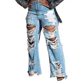 Ripped Wide-Leg Jeans