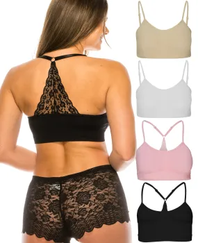 Seamless Lace Racerback Bralette for Women Seamless Sports Bra Removable Pads Wireless Bra S-2XL Plus Size Multipack