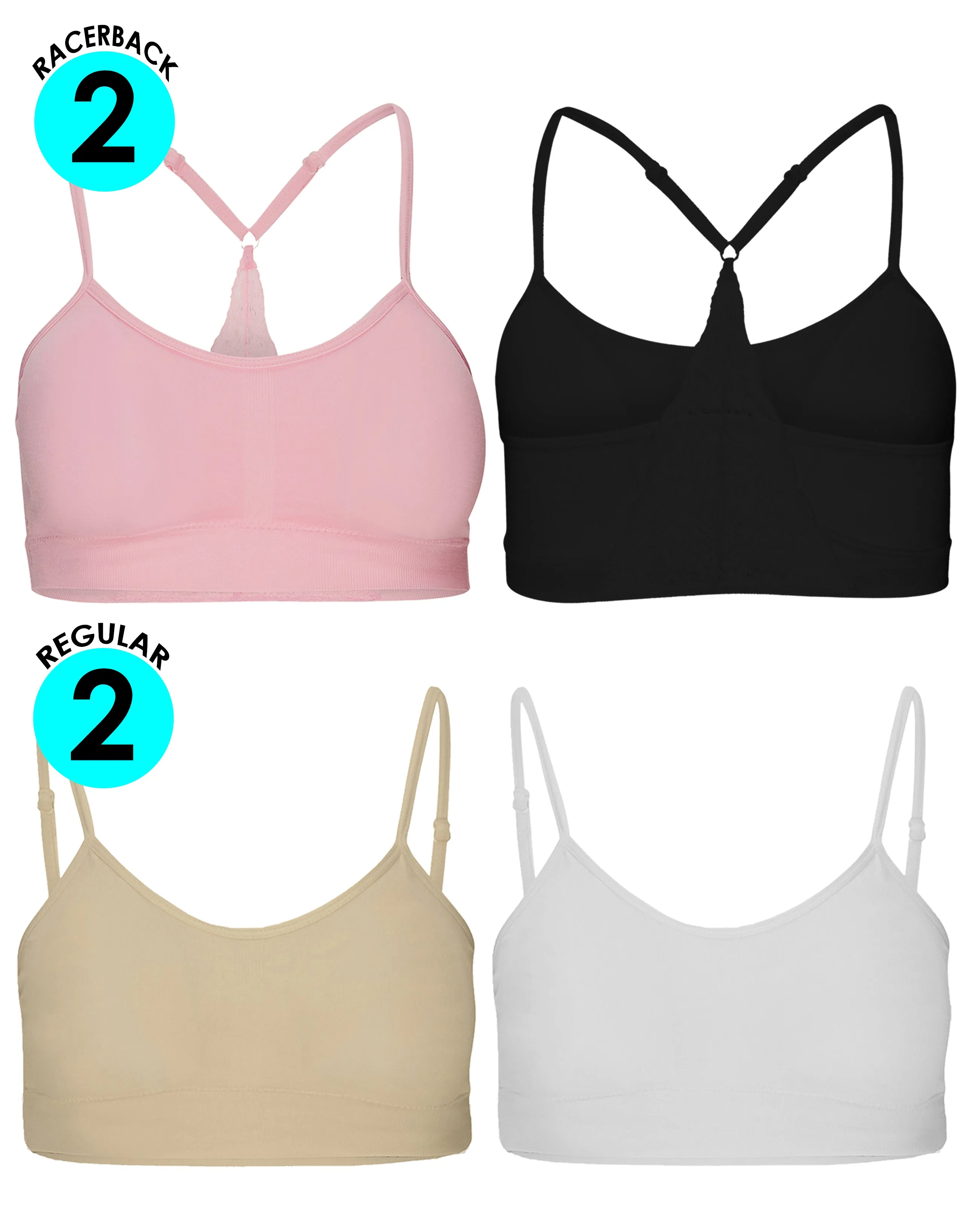 Seamless Lace Racerback Bralette for Women Seamless Sports Bra Removable Pads Wireless Bra S-2XL Plus Size Multipack