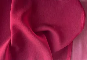 Sheer Iridescent Cranberry Blaze Crinkled Polyester Chiffon