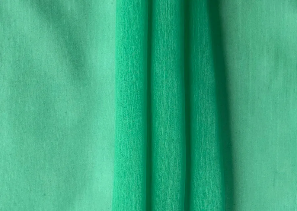 Sheer Iridescent Seafoam Mint Crinkled Polyester Chiffon