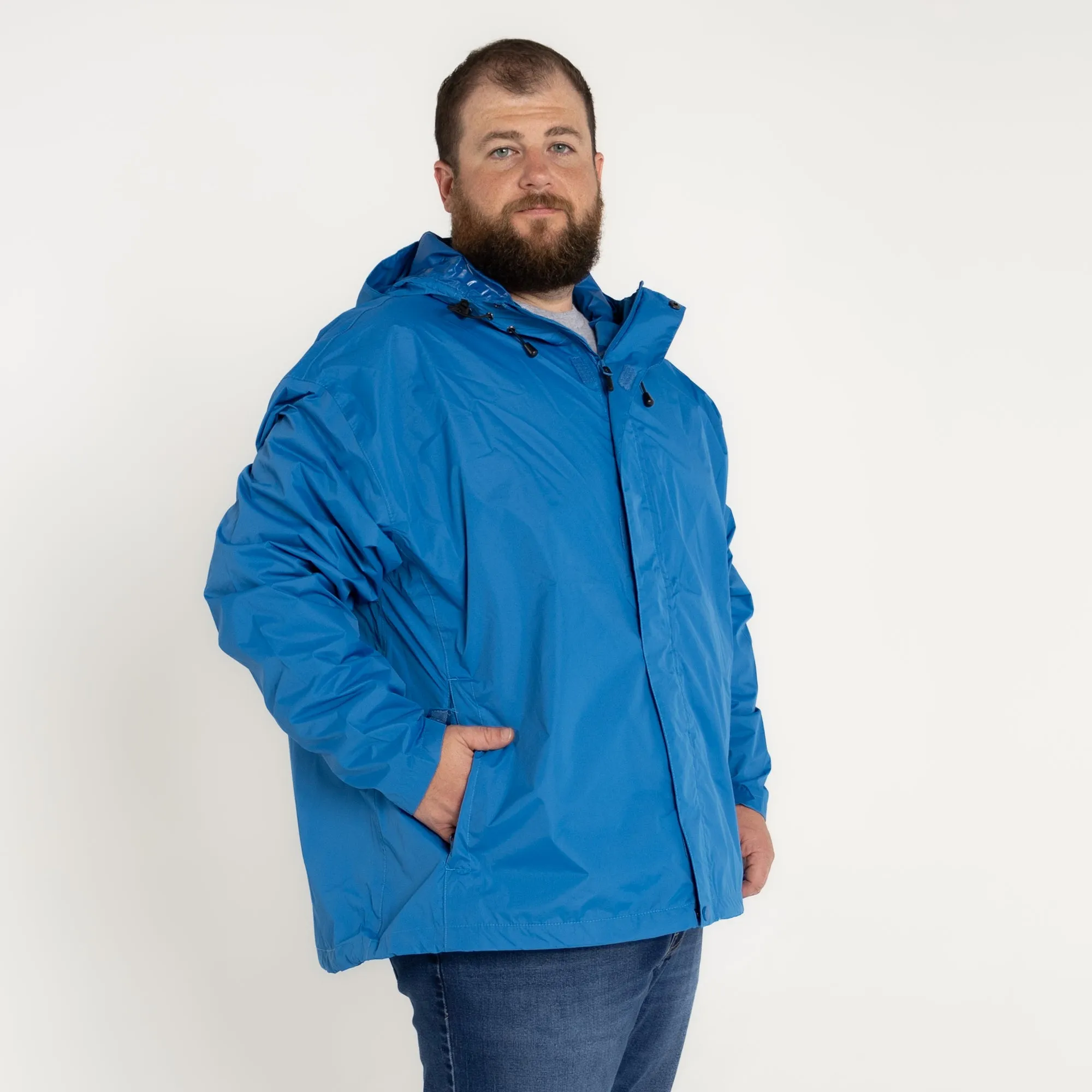 Snow Country Outerwear Mens Packable Hooded Rain Jacket Big Sizes 3XL-7XL Wind Breaker