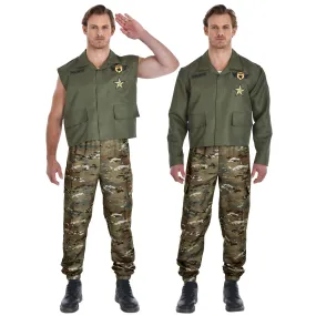 Soldier Costume for Adults, Green Jacket and Pants