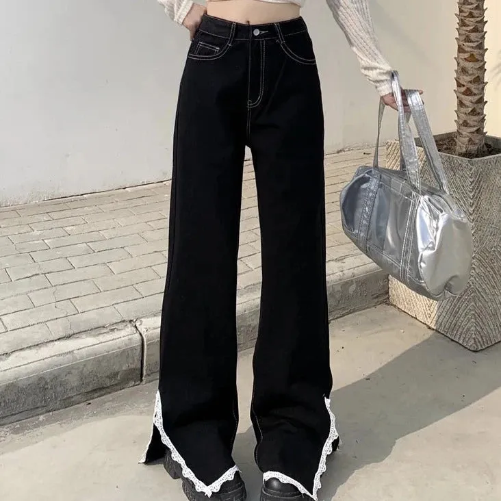 Split Design Wide Leg Jeans