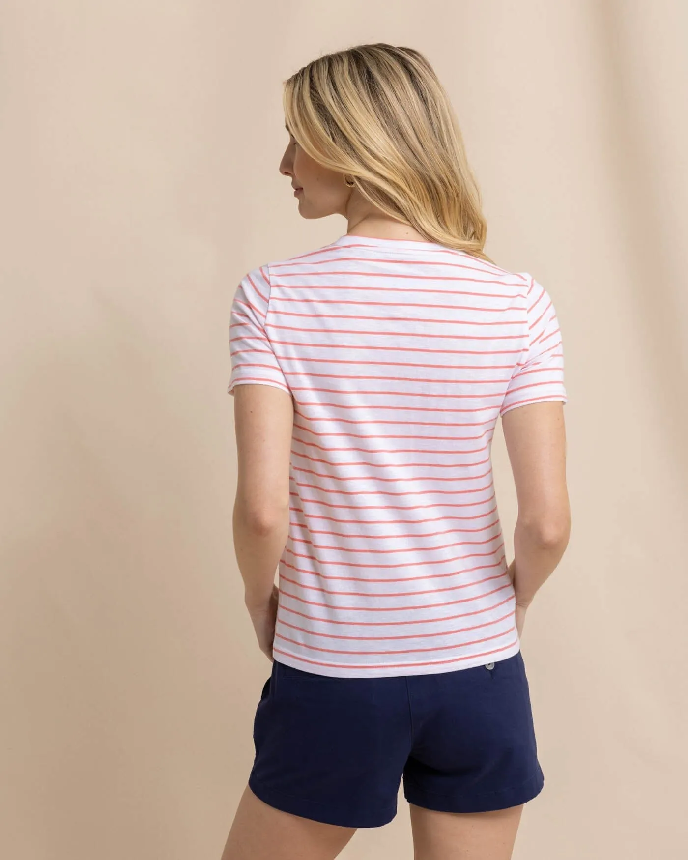 Sun Farer Stripe Crewneck T-Shirt - Conch Shell