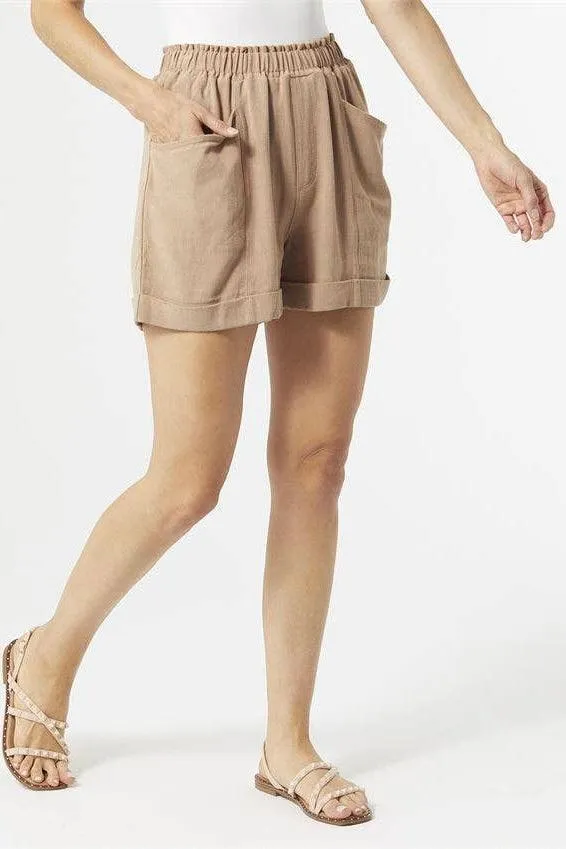 Taupe Linen Shorts