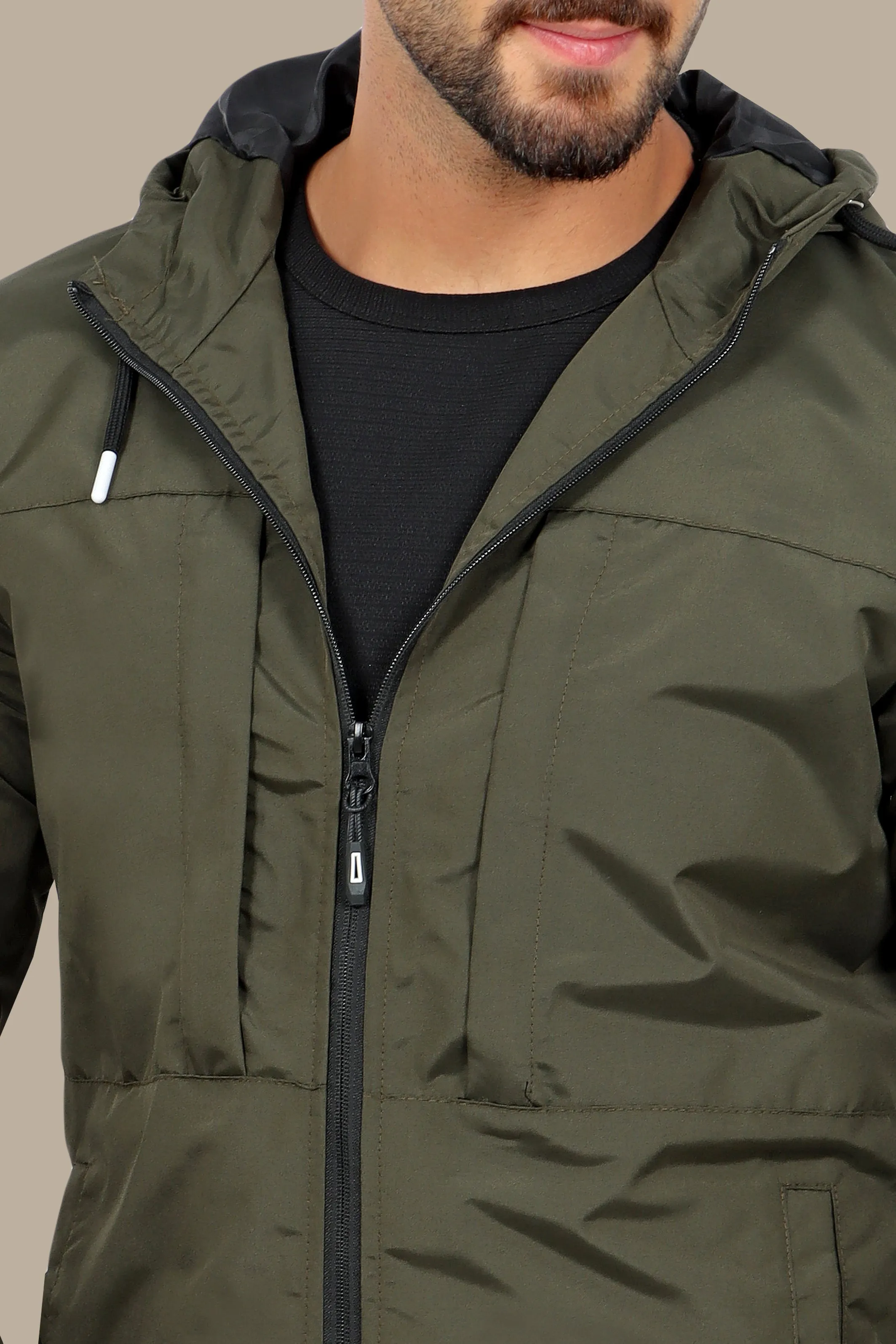 Urban Explorer: Khaki Waterproof Hooded Jacket