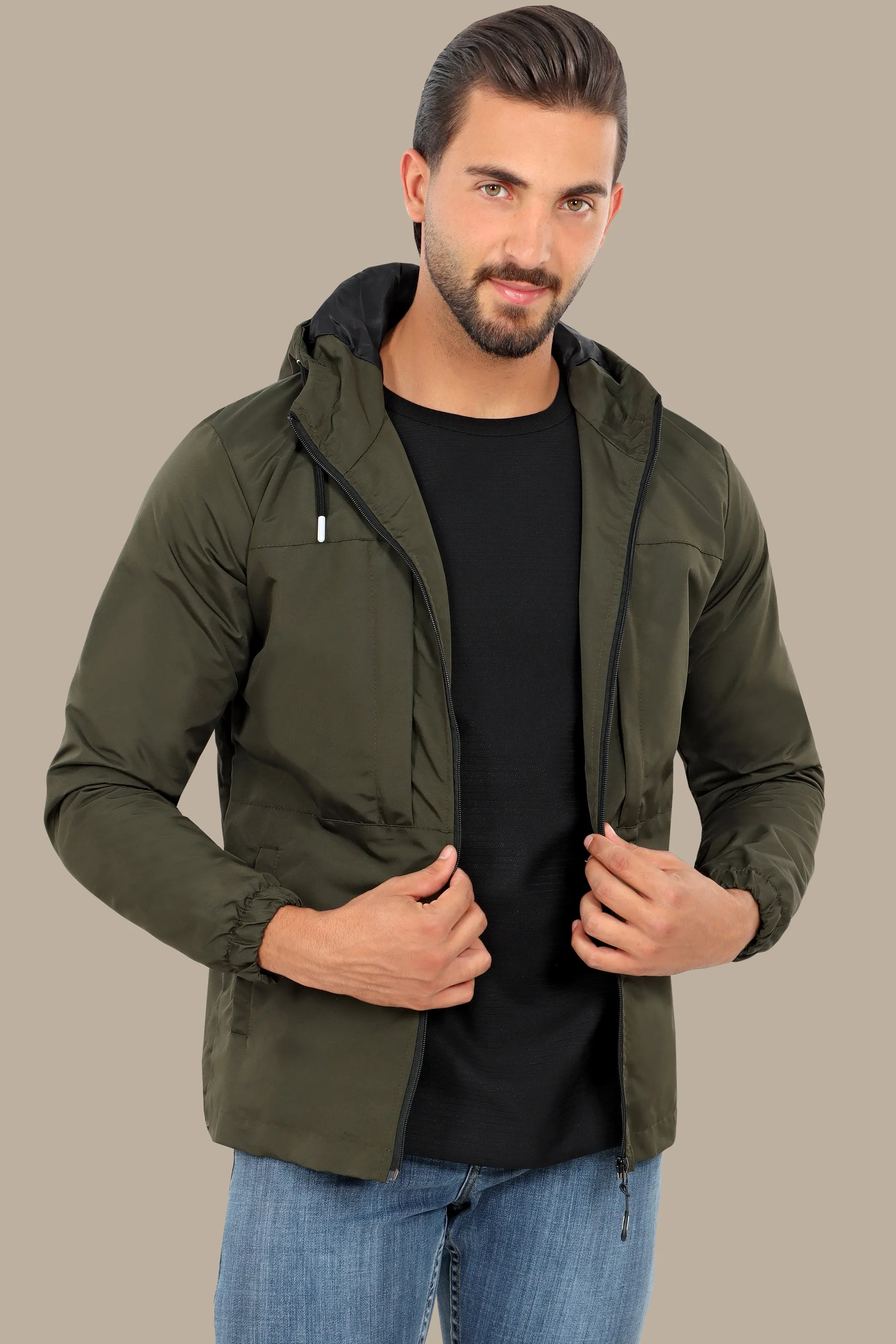 Urban Explorer: Khaki Waterproof Hooded Jacket