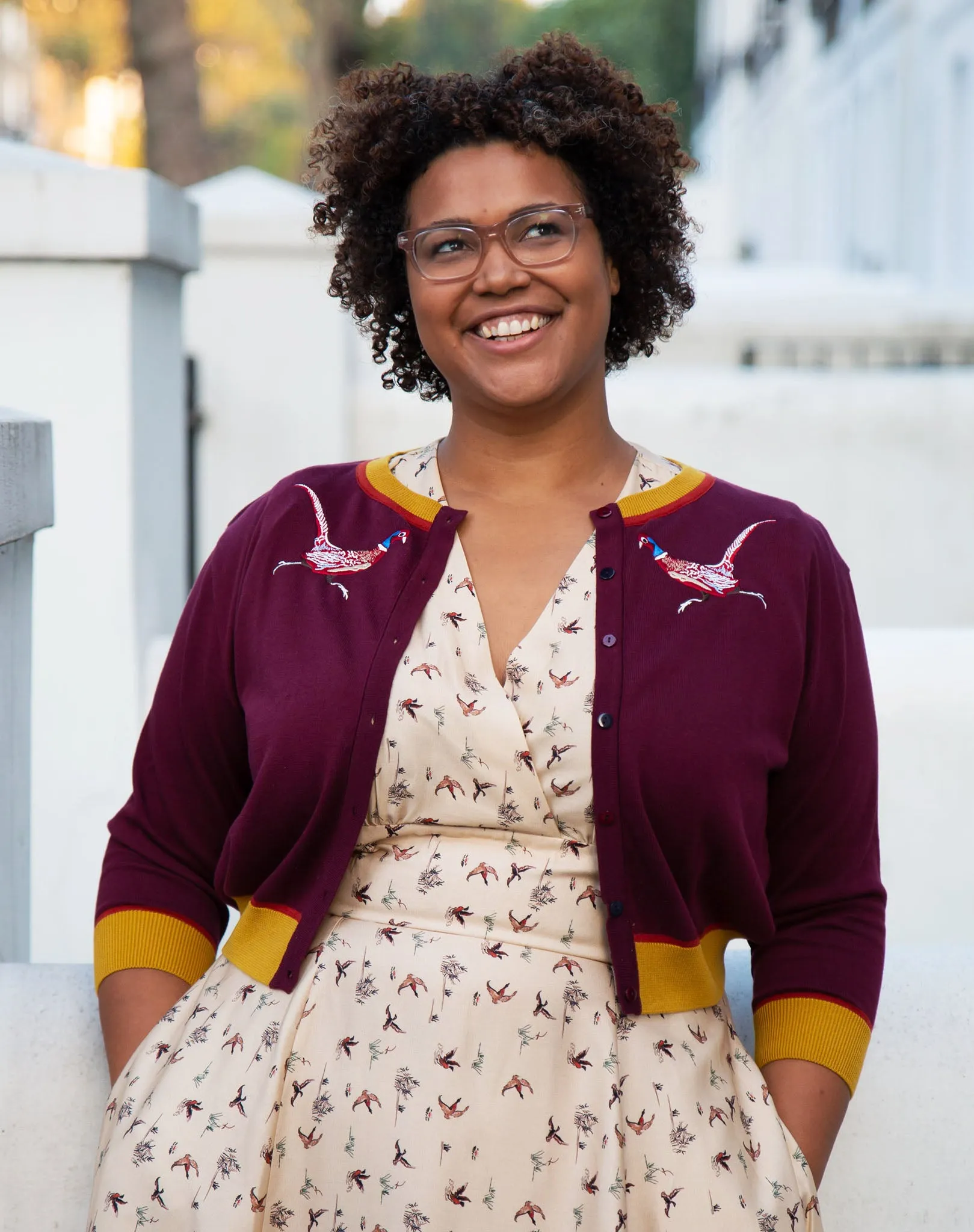 Vera Embroidered Cardigan - Plum Pheasant