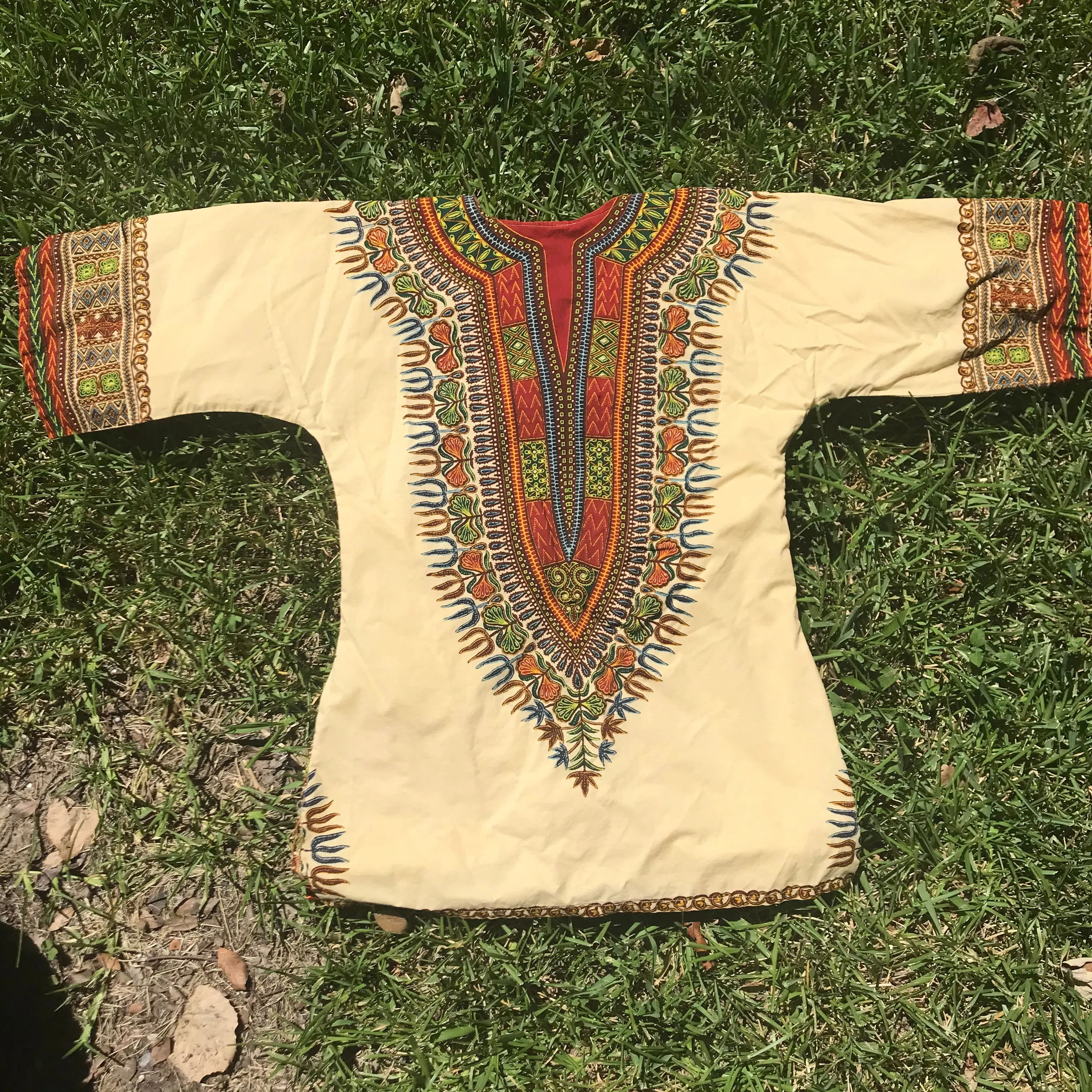 Vintage 70s Hippie Ethnic African Boho Festival Tunic Dashiki Shirt Top Blouse S