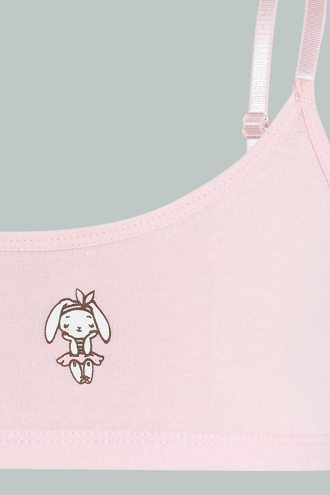 White And Pink Bunny Print Bra (Pack of 2)