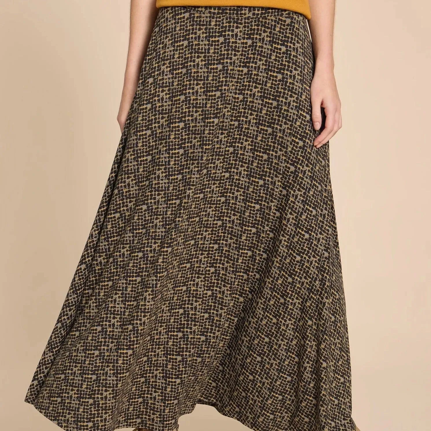 White Stuff Jada Eco Vero Skirt in Black Print